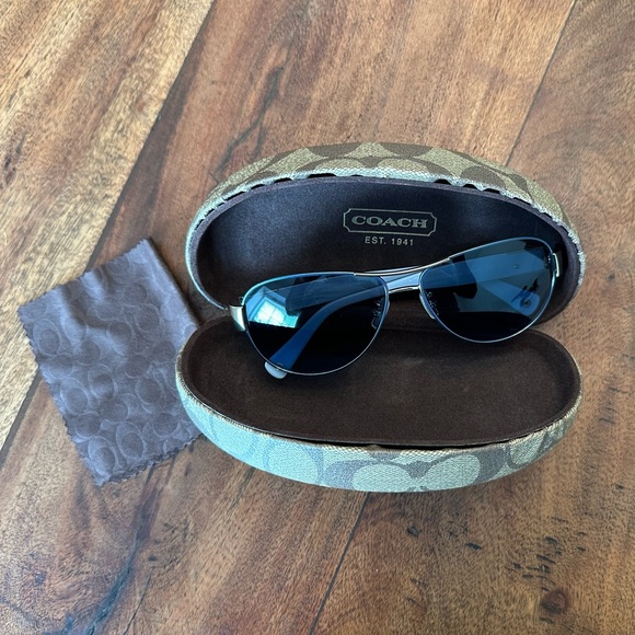 ☀️ COACH Signature Blue Ombré Pilot Aviator Sunglasses HC7009 with Case - Picture 13 of 14